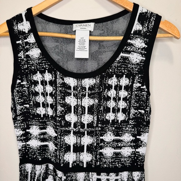 Carmen Marc Valvo Scoop Neck Graphic Print Fit & Flare Dress Size Small - Picture 3 of 9